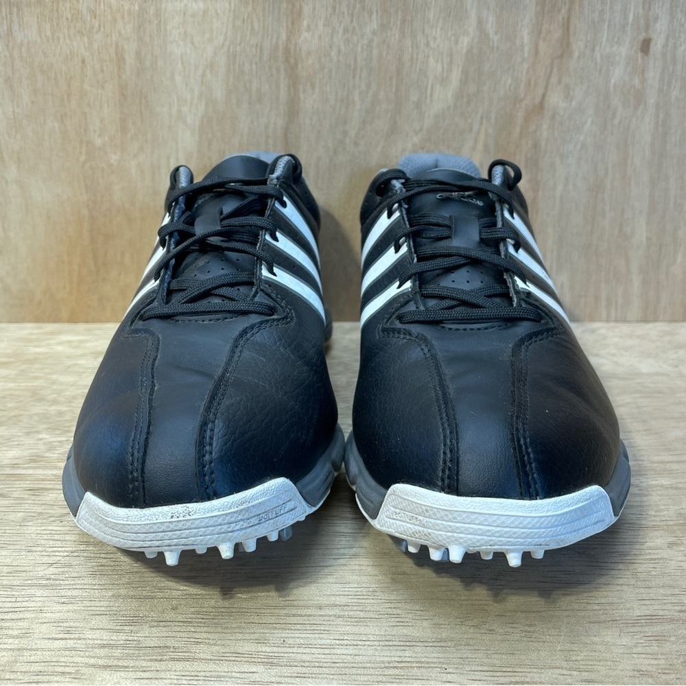 Adidas Golf Shoes Men’s Size 6.5 Black White Gray 360 Traxion Spiked 3 Stripes - Picture 3 of 14